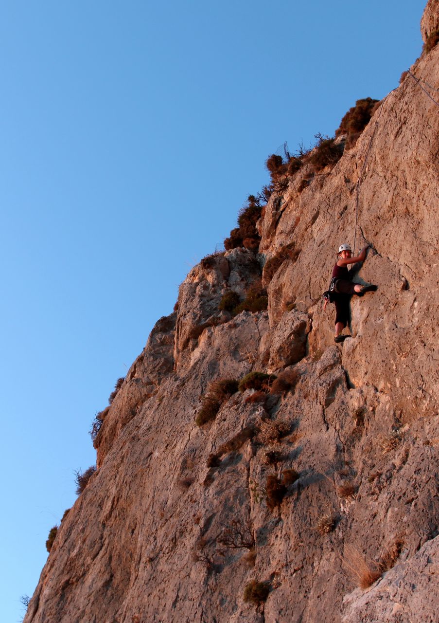 Greece - Kalymnos - Paula climbing in Poets 02