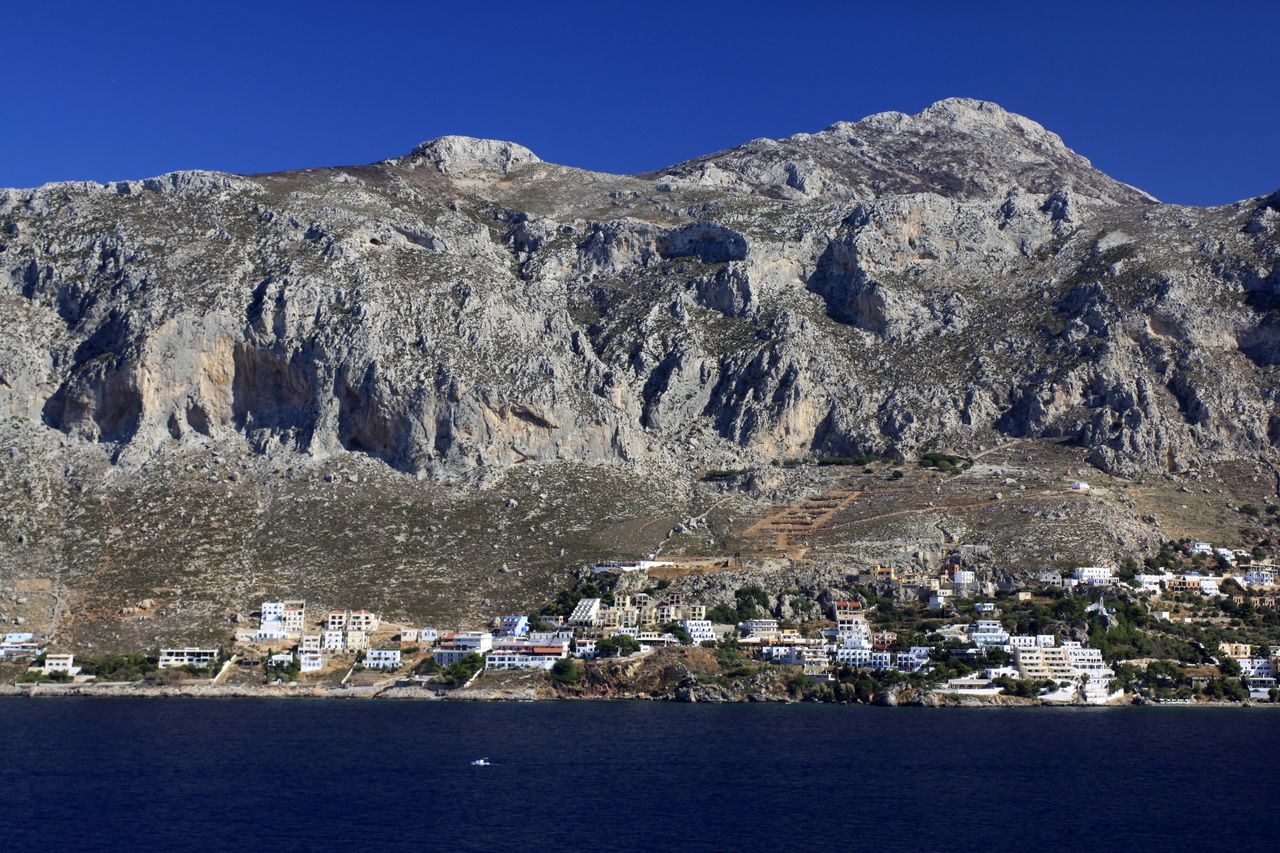 Greece - a view of Kalymnos climbing areas from Telendos