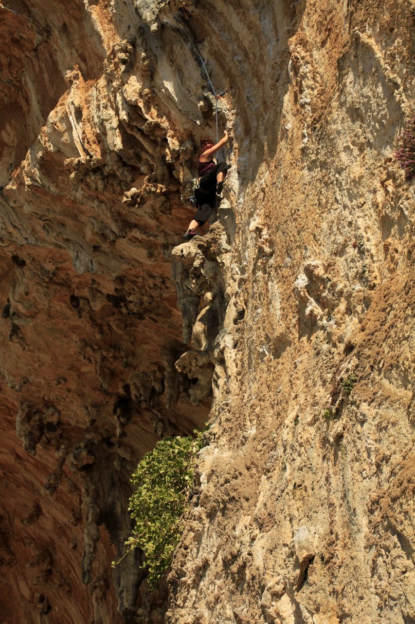 Greece - Kalymnos - Paula climbing in GRANDE GROTTA 02