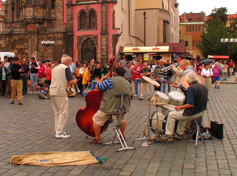 Czechia - musicans in Old Town Square in Prague