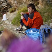 Brano resting after climbing