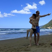 Miso and Bozenka at Farinole beach