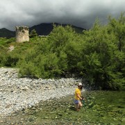 Paula exploring the river