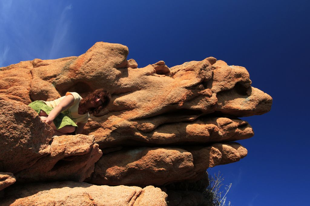 Paula and her rock in Calanche