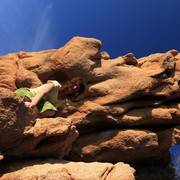 Paula and her rock in Calanche