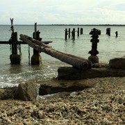 Sri Lanka - Kalkudah bay - a destroyed pier