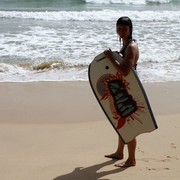 Sri Lanka - Mirissa - Paula with a bodyboard
