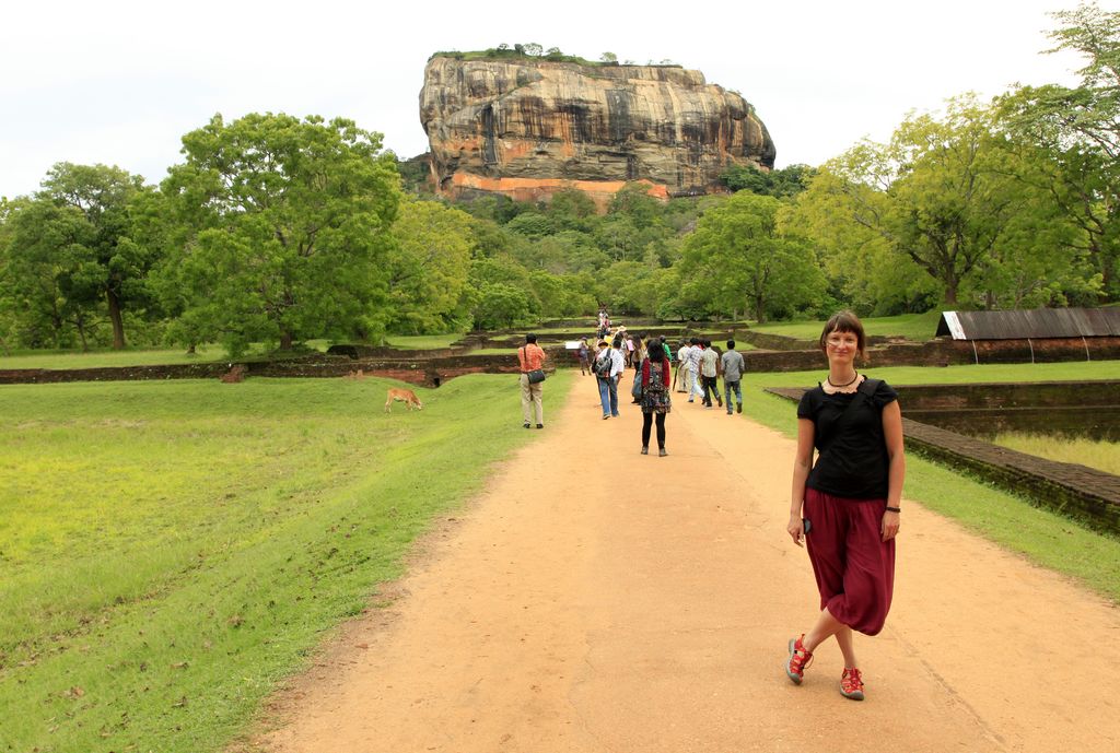 Sri Lanka - Paula in front of Sigiriya rock fortress