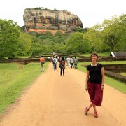 Sri Lanka - Paula in front of Sigiriya rock fortress