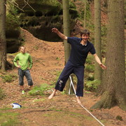 Czechia - slackline walking in Adrspach-Teplice rocks 76