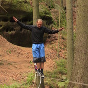 Czechia - slackline walking in Adrspach-Teplice rocks 80