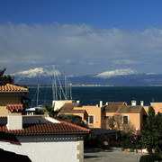 Snowy peaks of Puig Major and Puig de Massanella