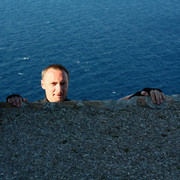 Mallorca - Peter climbing on the Creveta outlook tower