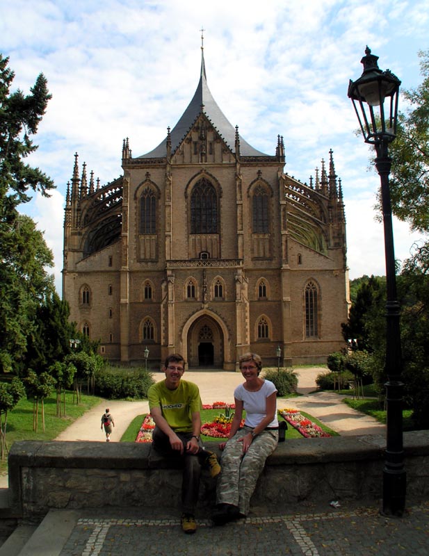 Czechia - Ada and Tom in front of St.Barbara Church in Kutna Hora