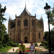 Czechia - Ada and Tom in front of St.Barbara Church in Kutna Hora