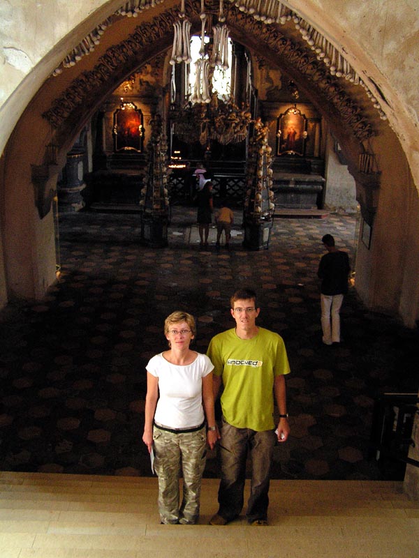 Czechia - Ada and Tom inside Ossuary Chapel in Sedlec