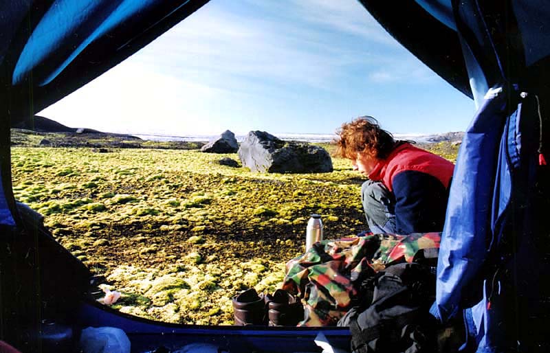 Camping on a lava field