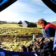 Camping on a lava field