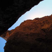 Climbing routes in shadow