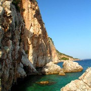 Cliffbase climbing area above the sea